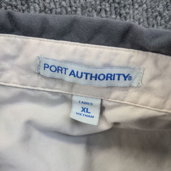 Port Authority Women's Button Front Shirt Gray XL Wood-Mizer Short Sleeve - Picture 11 of 15